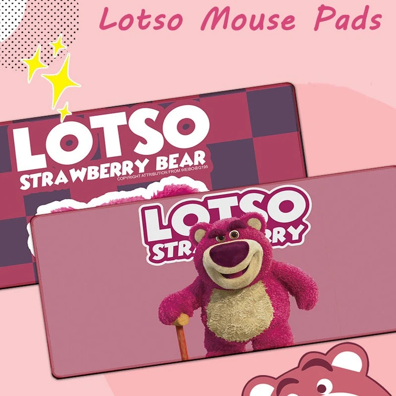Lotso Mouse Pads Strawberry Bear Lucky Mouse Pads Besar Non-slip Gaming Keyboard Mousepad Komputer Laptop Kantor Desktop Mat
