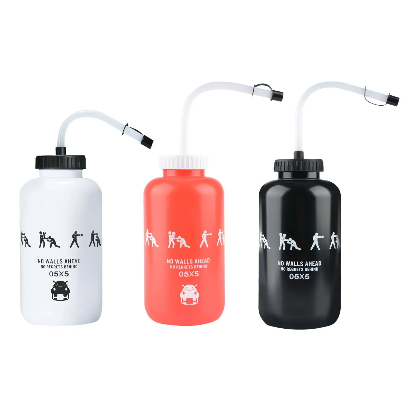 Water Bottle 1L Reusable Leakproof Fitness Bottle Squeeze Bottle Bendable Long Straw for Outdoor Hockey Football Cycling Boxing