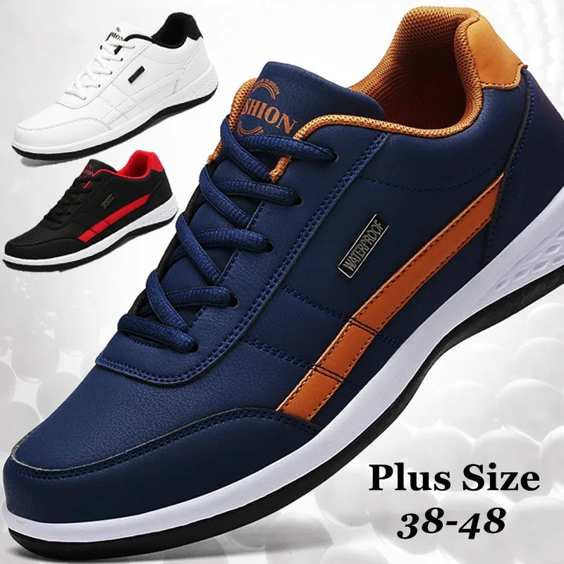 Brand Men's Jogging Trainers Comfortable Sneakers PU Leather Sports Shoes Lightweight Walking Sneaker Tenis Masculino Hombre