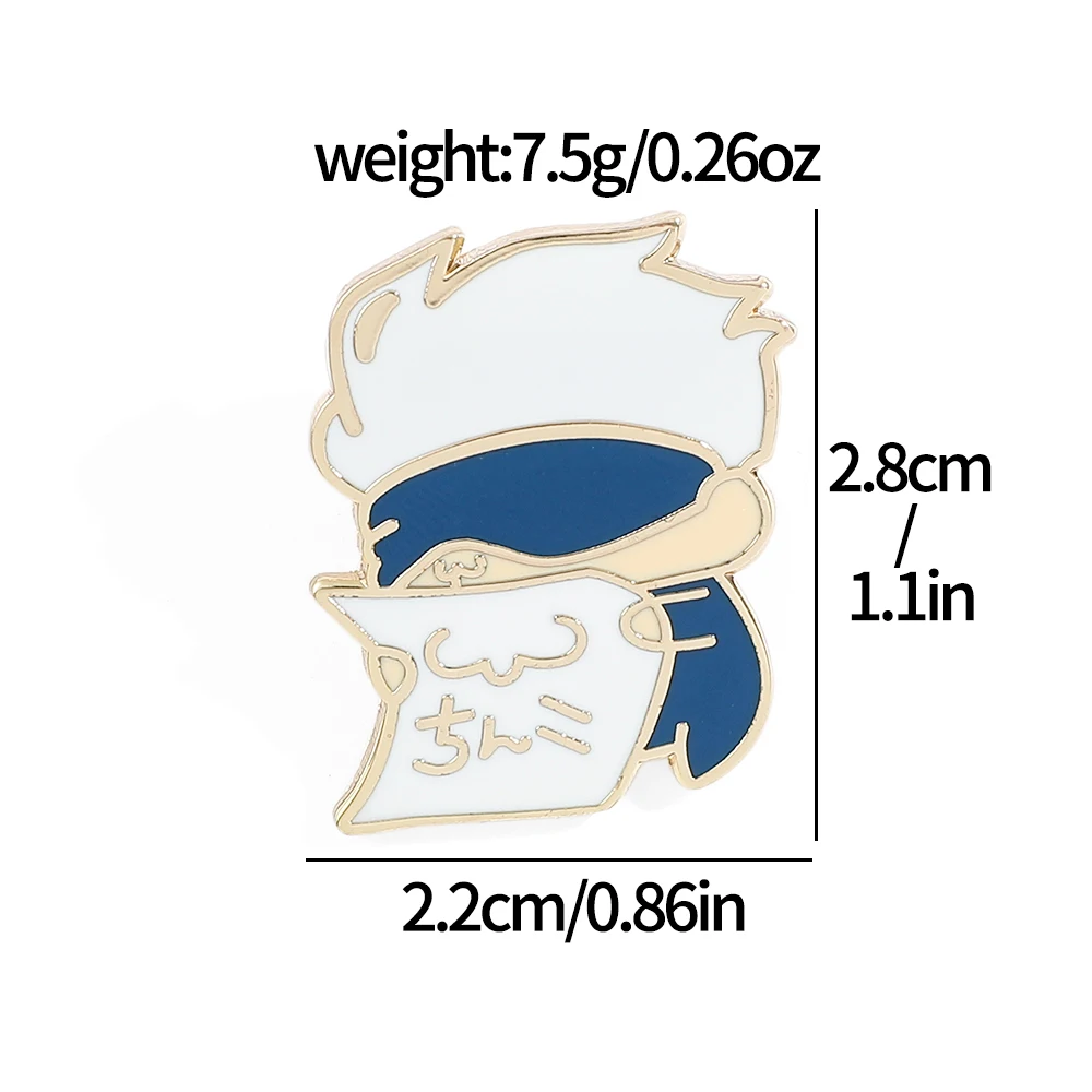 2 Pcs Individuality Anime Character Brooch Cute Gojo Satoru Cartoon Metal Badge Jewelry Clothing Backpack Accessories Gift view 5