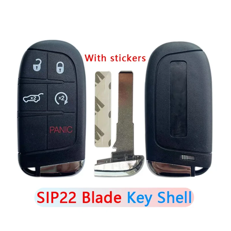 For Jeep Dodge Renegade Compass SUV 4+1 Buttons SIP22 Blade Keyless Go Smart Remote Car Key Shell