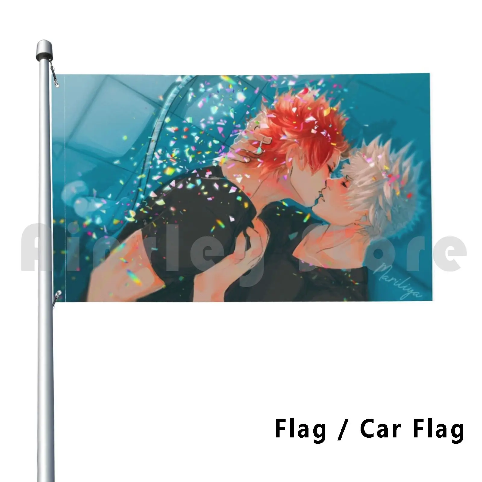 Kiss Flag Car Flag Funny Kiribaku Bakushina Bakugou Bnha Mha Katsuki Bakugo Kirishima Kirishima Eijirou