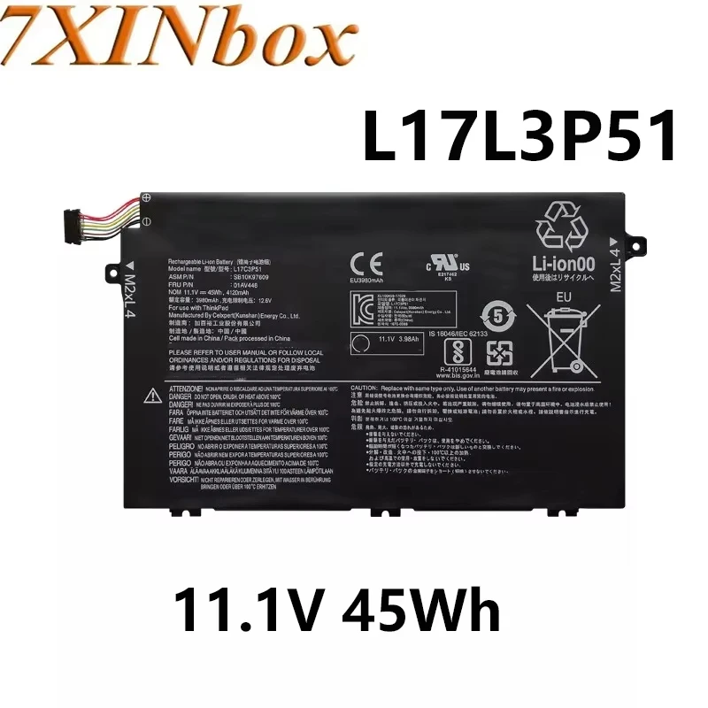 

7XINbox L17L3P51 11,1 В 45 Втч аккумулятор для ноутбука Lenovo ThinkPad E480 E490 E495 E590 E580 E595 01AV445 серии