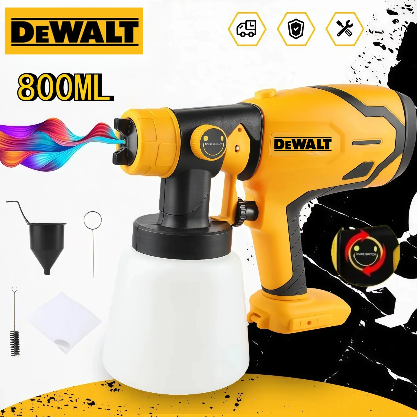 

Беспроводной электрический краскопульт DEWALT 800 мл, мощный распылитель для покраски, для автомобилей, мебели, стальных покрытий