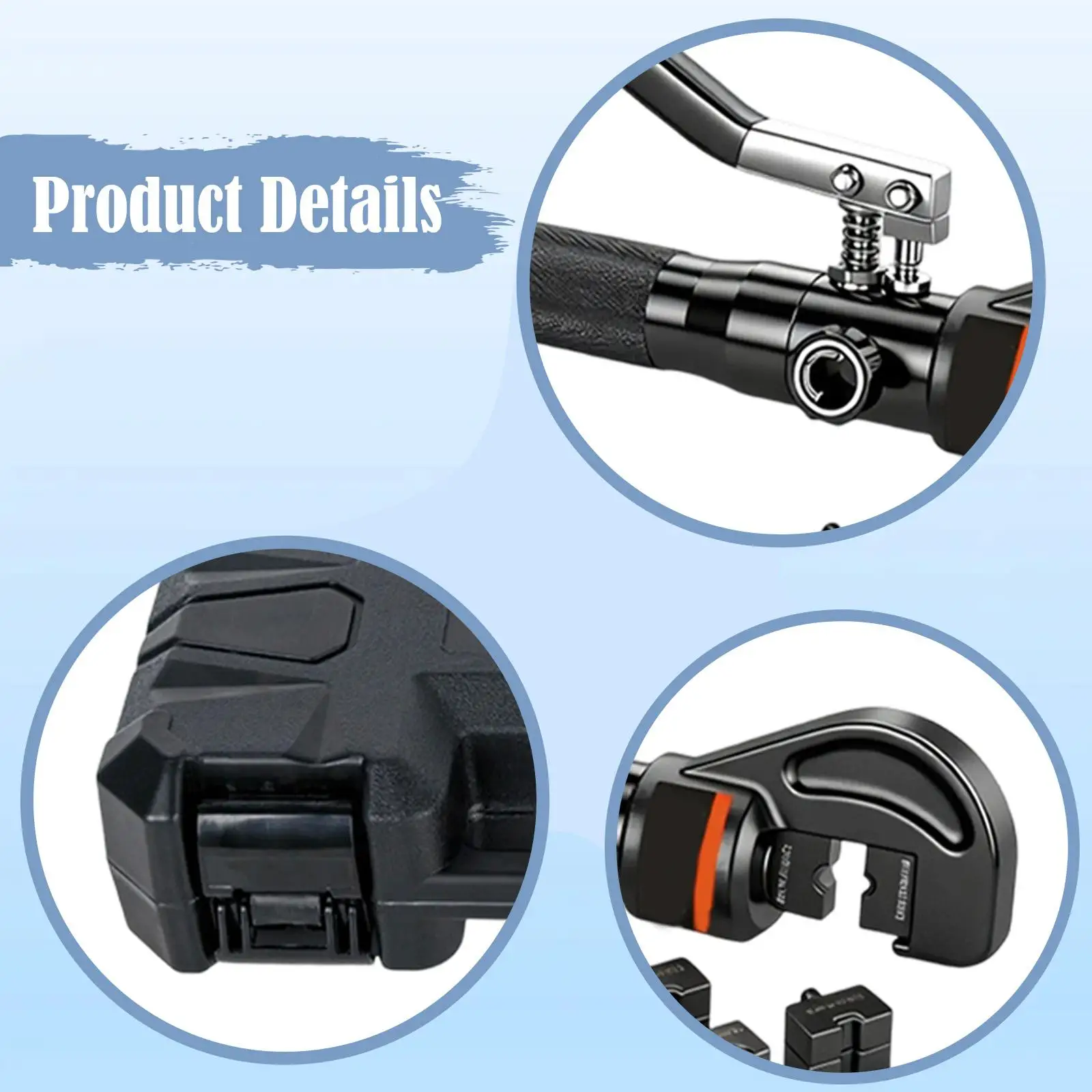 

Ручной гидравлический пресс-кримпер профессиональный портативный с автоматическим сбросом, легкий, с рукояткой, для опрессовки кабельных наконечников, с кейсом для хранения и набором матриц