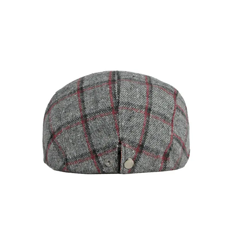 2023 Autumn and Winter Polyester Plaid Print Newsboy Caps Flat Peaked Cap Men and Women Painter Beret Hats 124