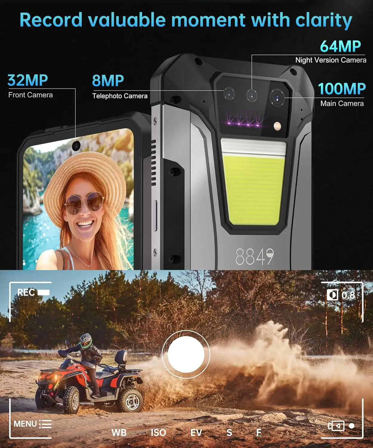 8849 Tank 2 PRO Unihertz Wytrzymały Smartfon z Projektorem 100 Lumenów Android 15 23800mAh 120W 512GB Kamera 100MP Noktowizor IP68 2026