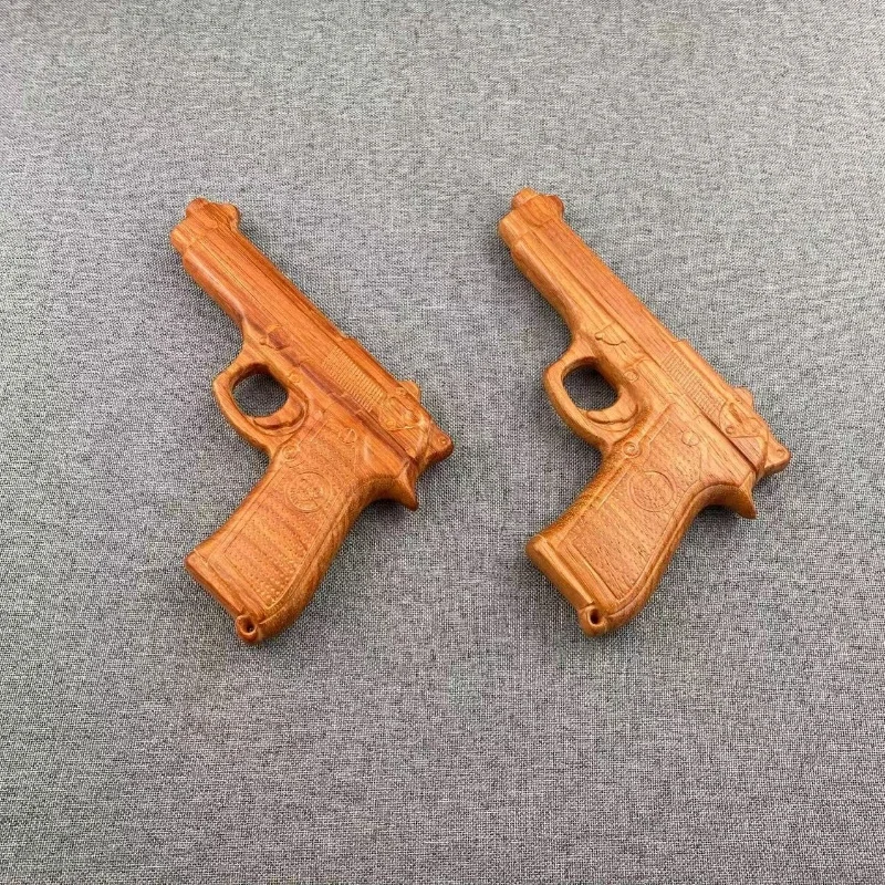 Red Flower Pear Wood Carving Crafts Wooden Pistol Solid Wood Pistol Model Toy Whole Wood Children's Toy