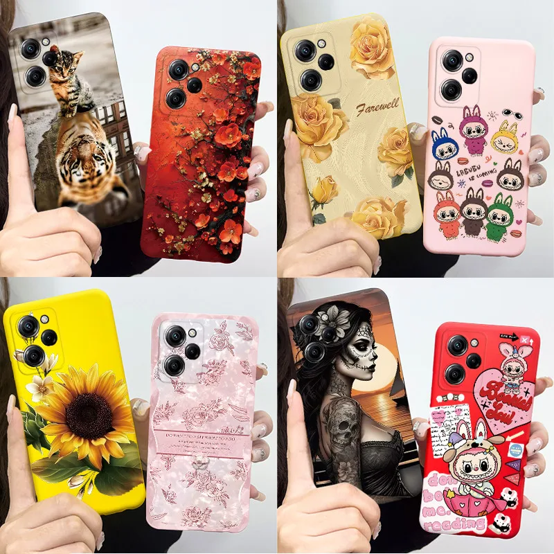 For Poco X5 Pro 5G Case Colorful Flower Cartoon Phone Case For Pocox5pro Pocco Poko Little X5pro X 5 5X Pro Silicone Back Cover