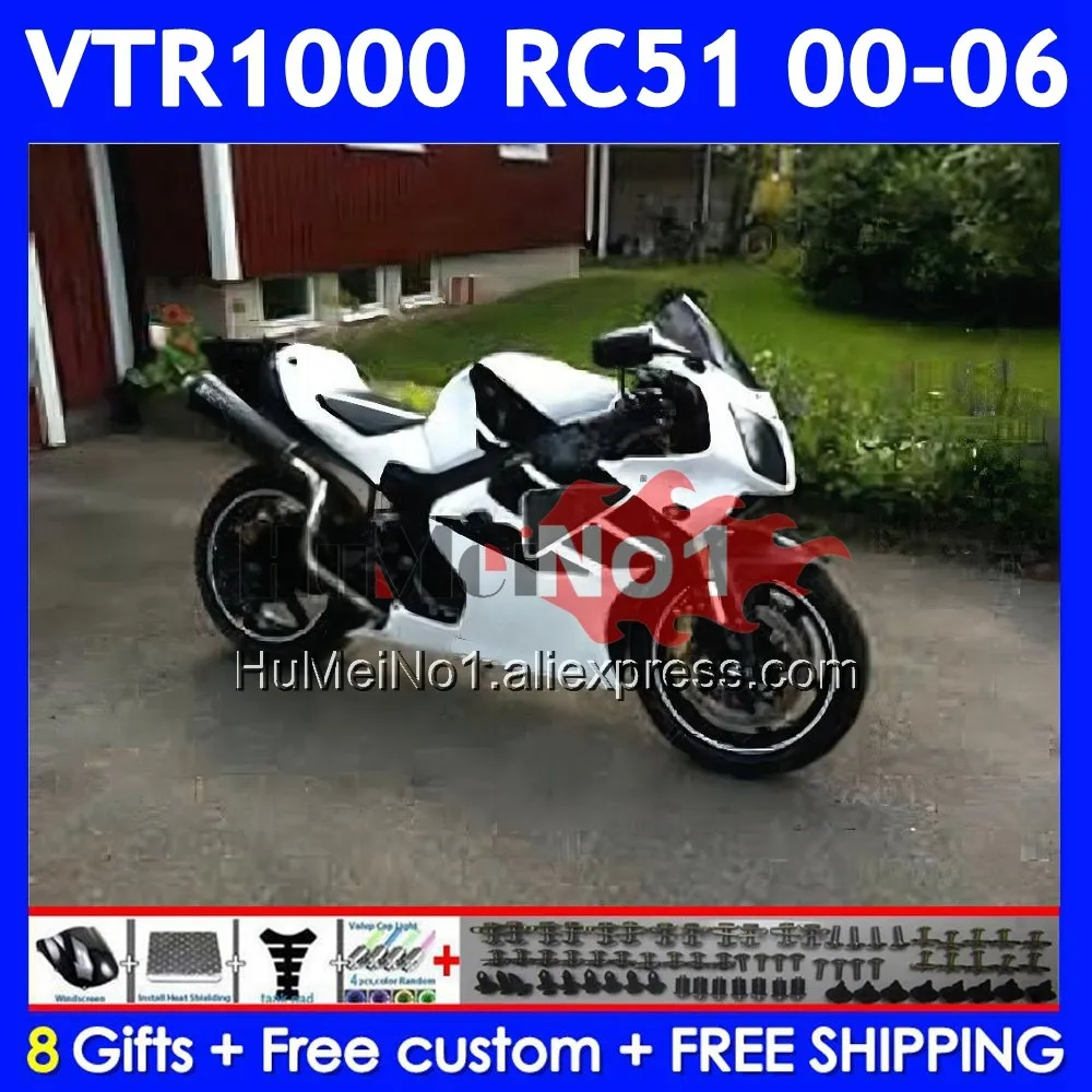 Body For HONDA VTR1000 RC51 01 02 03 2004 2005 2006 WHITE BLACK 68No.67 SP1 SP2 VTR 1000 2000 2001 2002 2003 04 05 06 Fairings