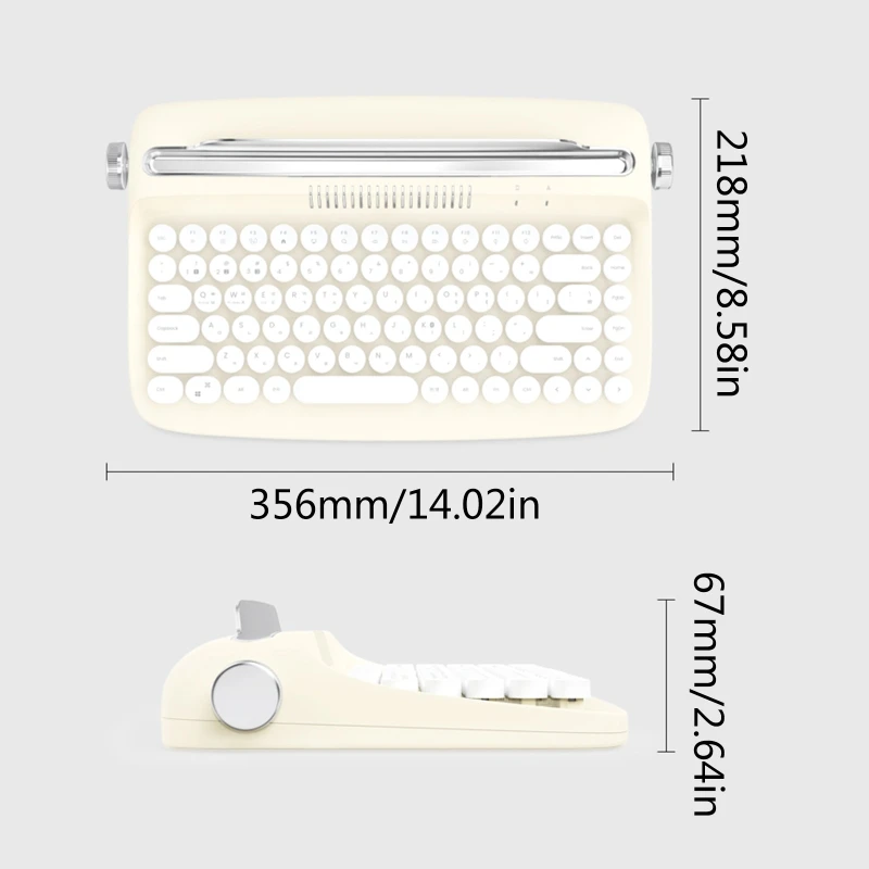 Imagem -06 - Teclado sem Fio Compatível com Máquina Escrever Escritório Sensação Mecânica Retrô Redonda Teclado para