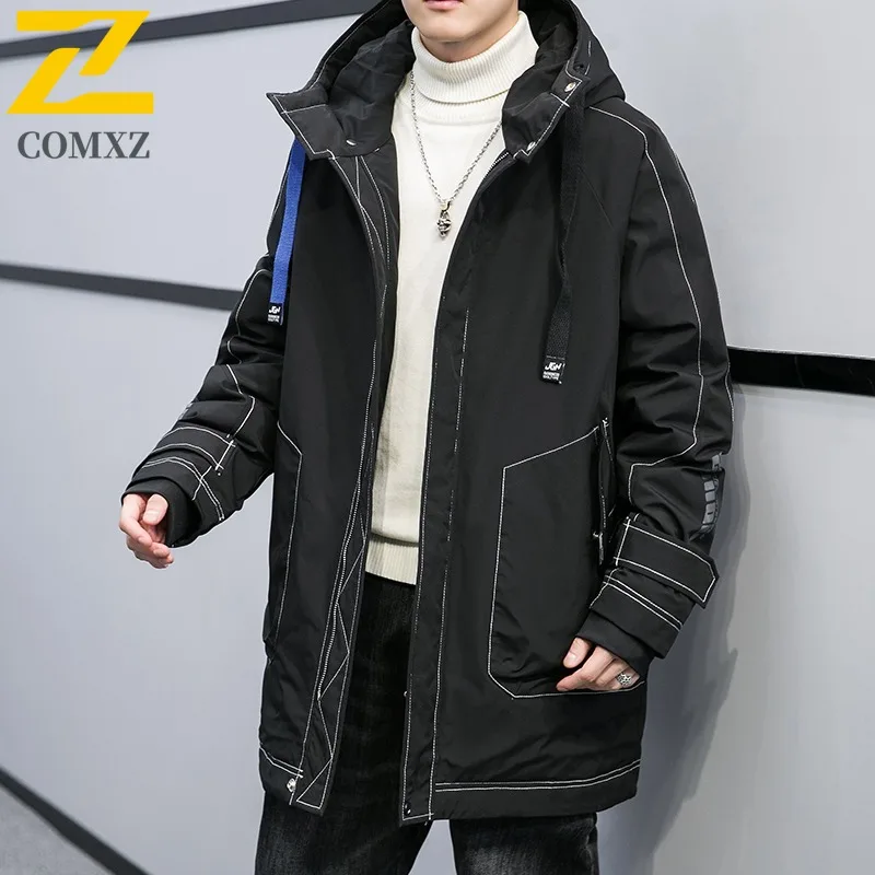 COMXZ Men Puffer Jacket Hong Kong Style Trendy Ski Street Warm Loose Travel Cotton Padded Jacket High Quality Snow Winter Jacket