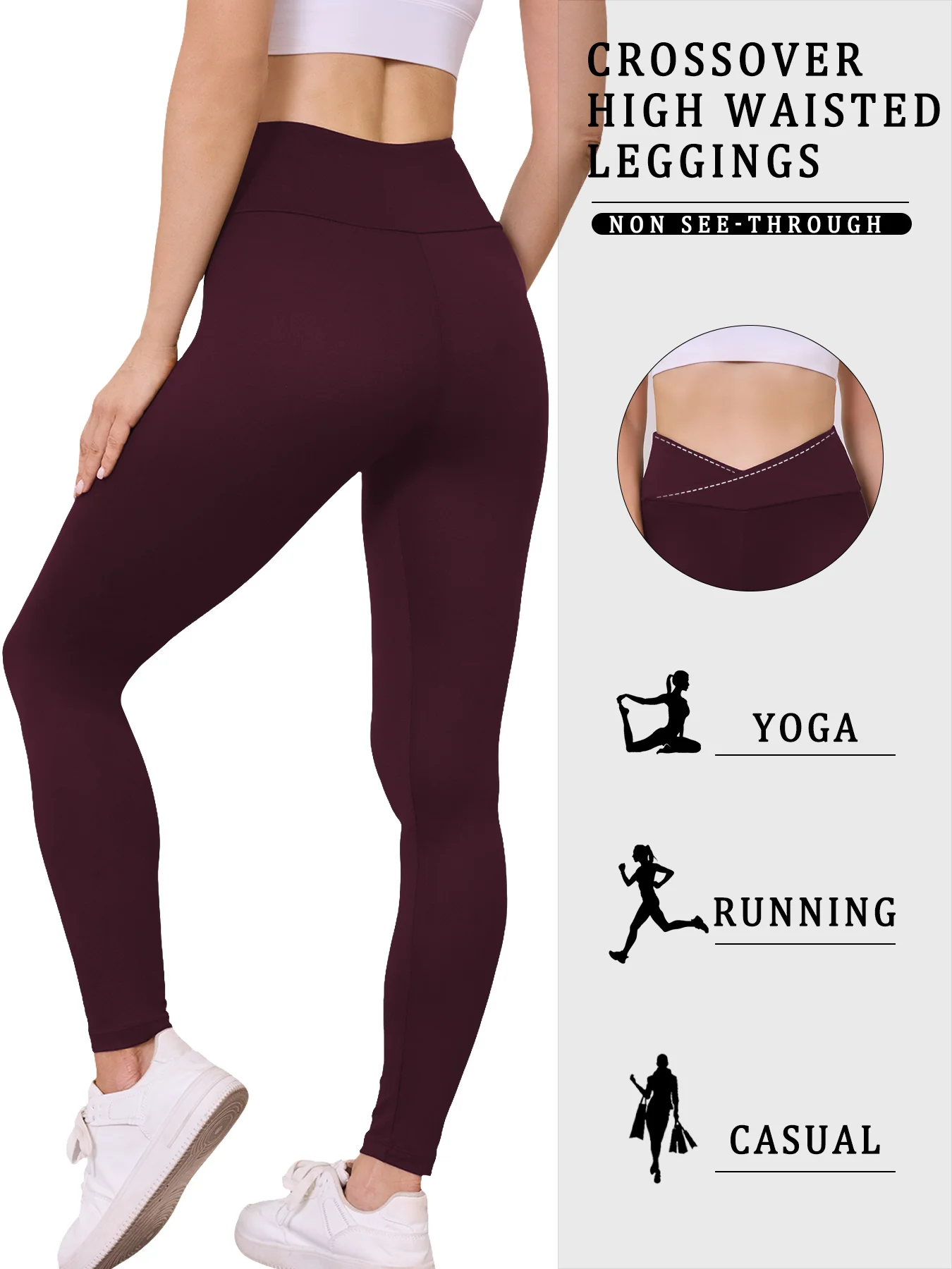 Leggings a vita alta incrociati super morbidi da donna, controllo della pancia, allenamento, yoga, corsa, abbigliamento casual