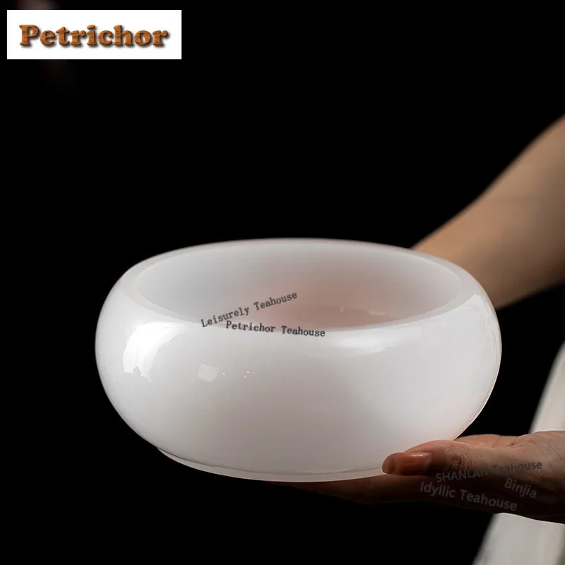 

1250ml White Jade Azure Stone Jianshui Tea Cup Wash Water Washing Slag Tank Household Chaxi Tableware Supplies Decoration craft