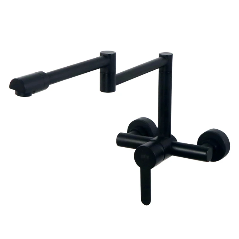 Wall mount Black Double Switch Pot Filler taps brass and chrome kitchen folding faucet with Rotatable