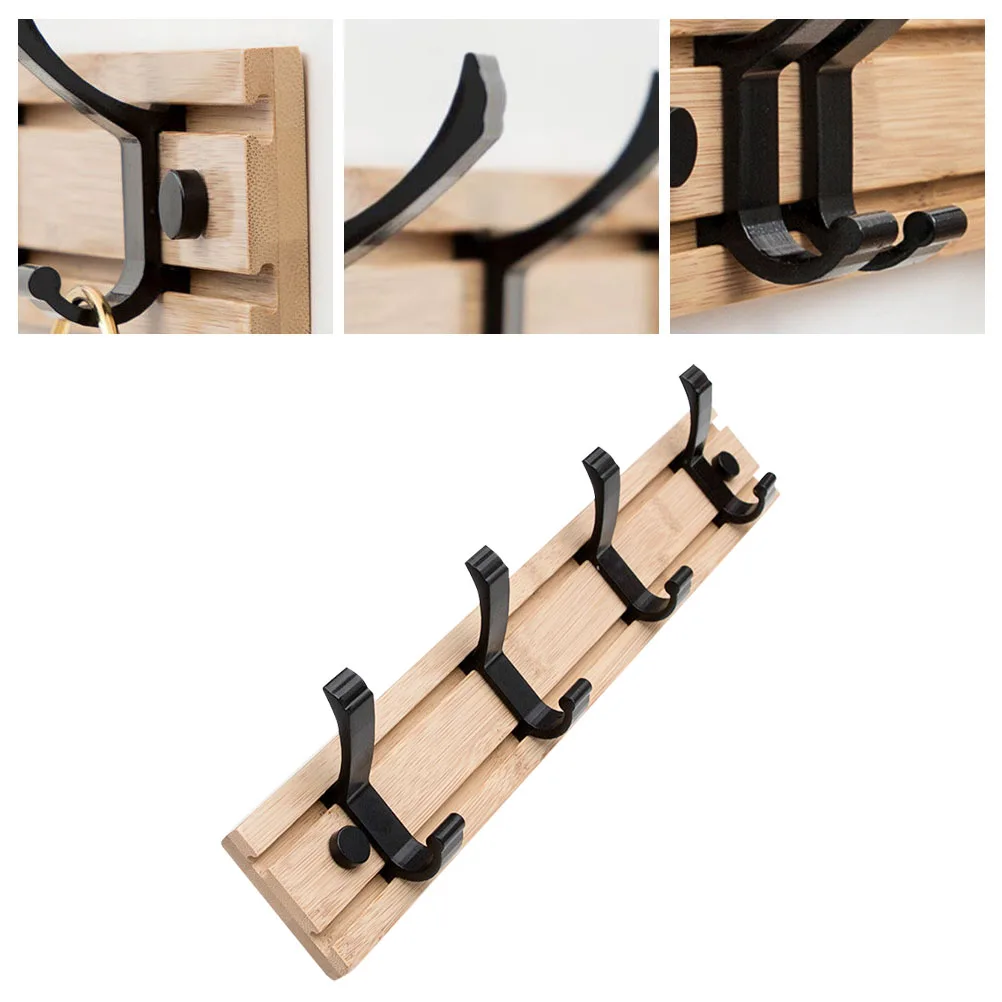 

1Set Bamboo Wood Coat Hat Hook Row Rack Hanging Clothes Stand for Home Bedroom Bathroom Kitchen Storage and Organization