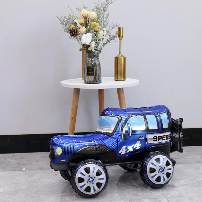 Large Jeep Birthday Balloons 1Pc Blue Red Foil Jeep Shape Inflatable Toys Party Balloons for Birthday Kids Boys Party Supplies