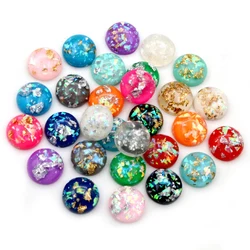 New Fashion 40pcs 12mm 8mm 10mm Mix Colors Built-in metal foil Flat back Resin Cabochons Cameo