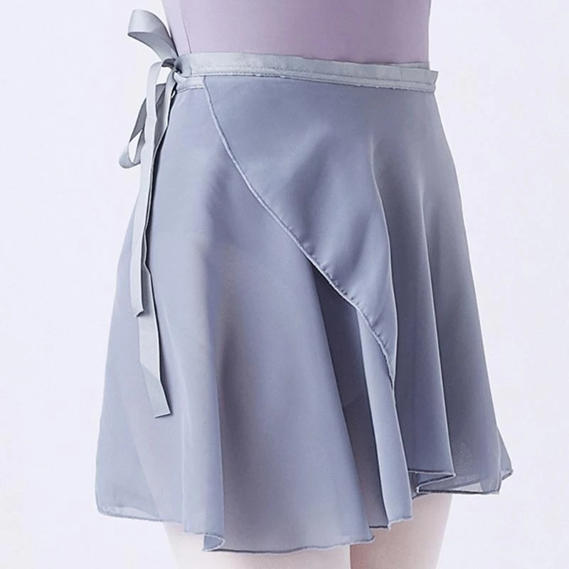 Femmes Ballet Dance Jupe Girls Murffon Wrap Jirt with Tie Taist Asymétric Dance Jirt Skate Over Scarf Jirt Dancewear
