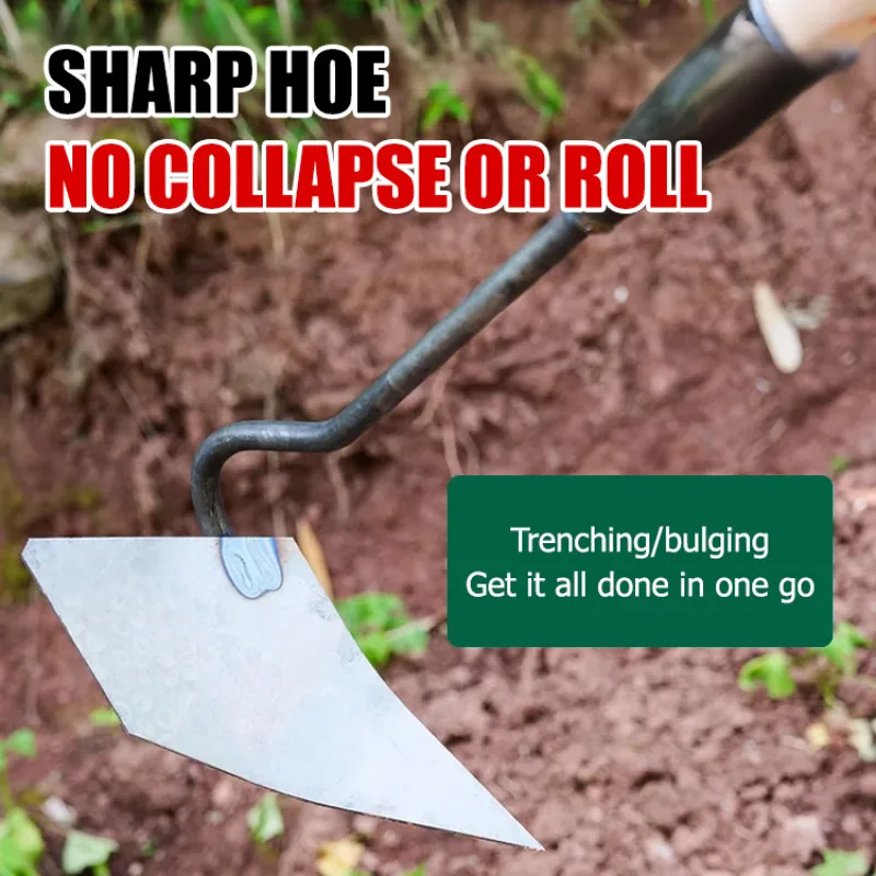 Thickened Manganese Steel Triangular Hoe Agricultural Trenching Used for Plowing Loosening Soil Digging Trenches Pointed Hoes