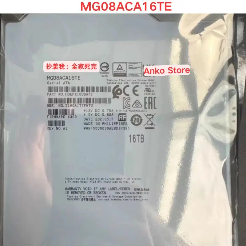 

Совершенно новый MG08ACA16TE, размер 3,5, 7200 об/мин, интерфейс SATA3, кэш 512 МБ, гелиевый жесткий диск корпоративного класса 16T.