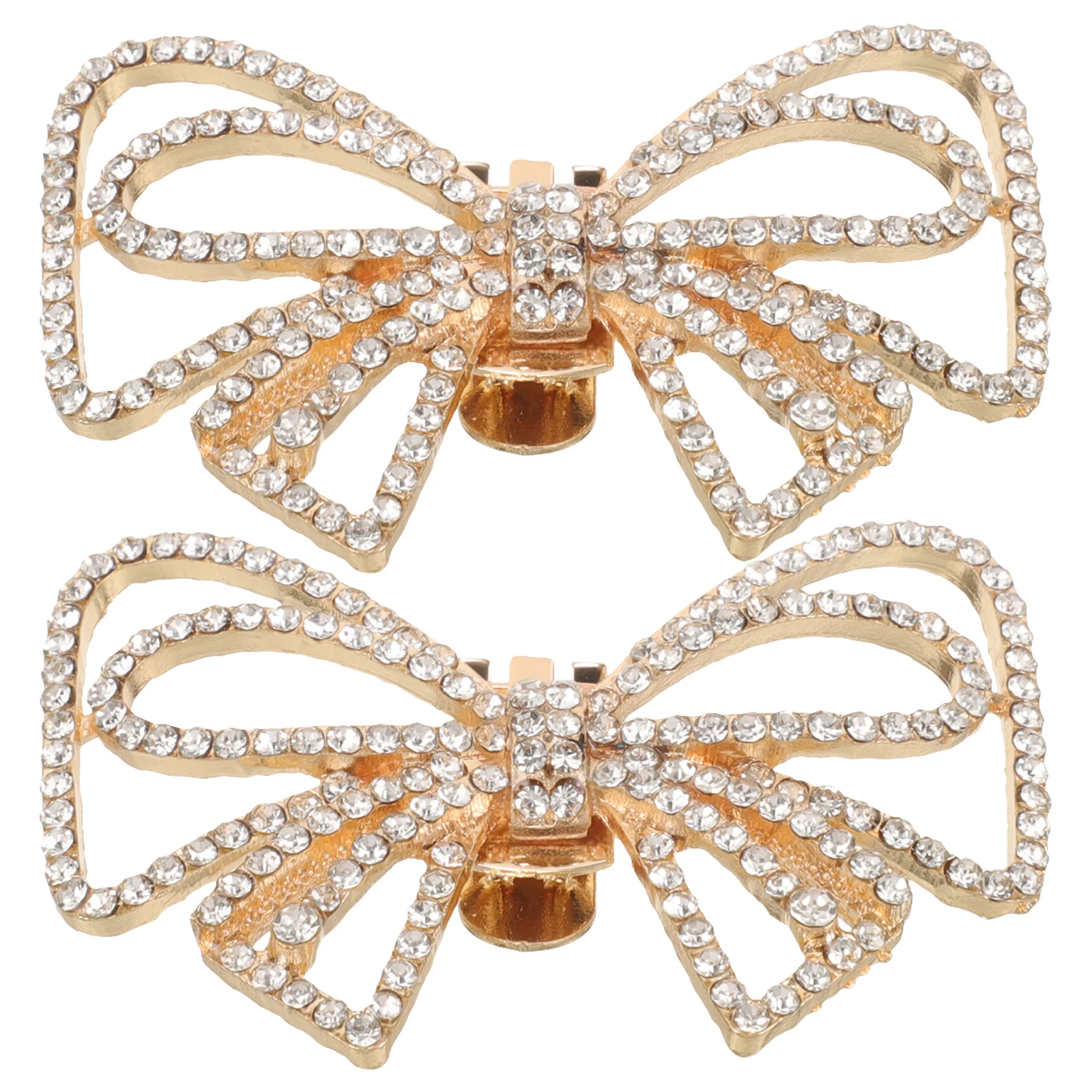 

1 Pair M803 Golden Bow Clips Removable Decorations Shoe Flower Jewelry for Bride Wedding Prom Evening Party Bridal High Heel
