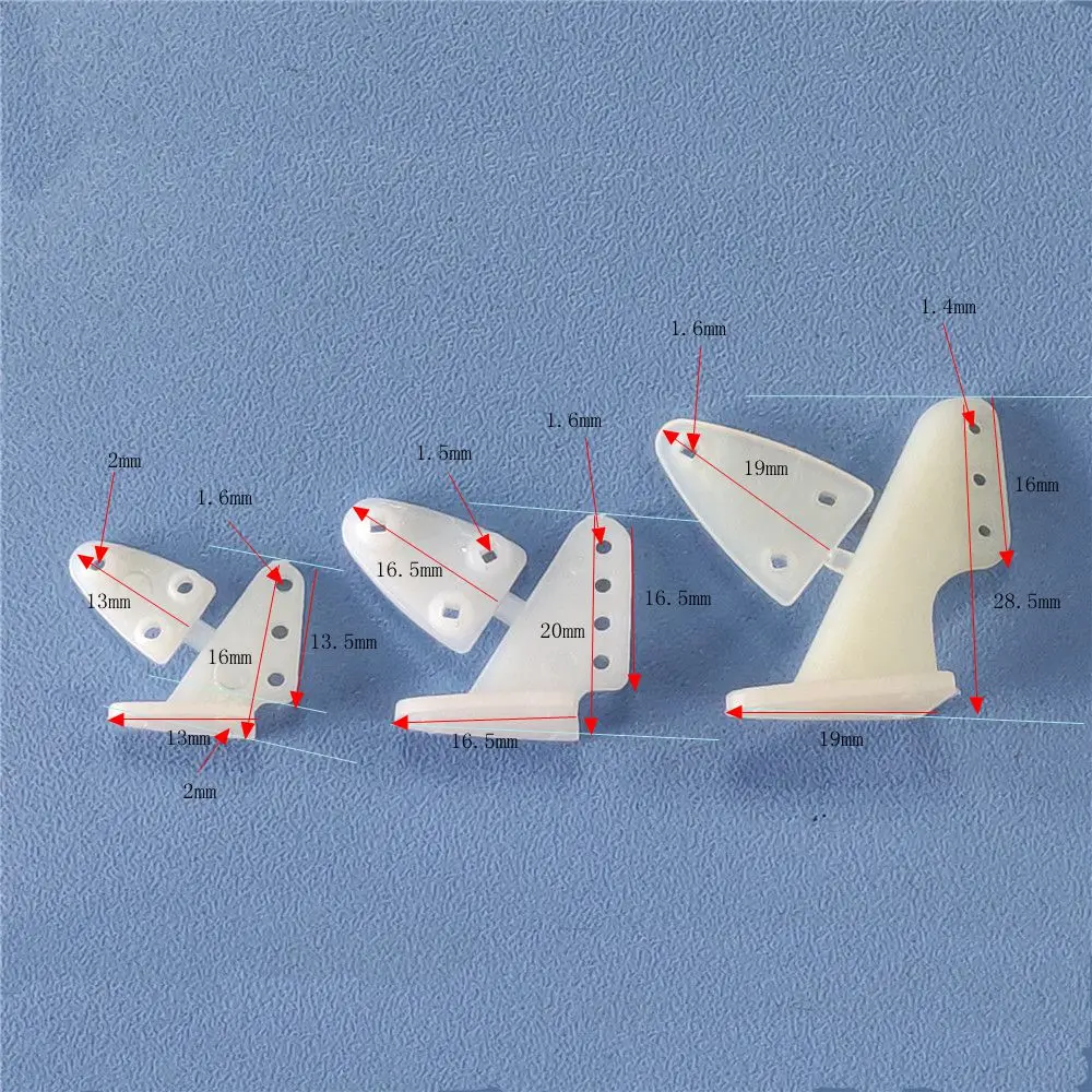 10 Stück Nylon-Pin-Horn/Reißverschlusshörner ohne Schrauben, 3 Löcher/4 Löcher, RC-Flugzeuge, Teile, elektrische Flugzeuge, Schaumstoff-Modellzubehör – Detail 5