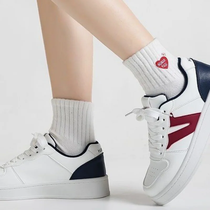 Zapatillas de deporte blancas con bloques de Color para mujer, versión coreana, estilo universitario, versátiles, a la moda, estilo callejero, otoño 2025