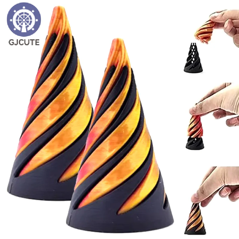 Development Intelligence For Kids 3D Printed Spiral Cone Fidget Toy Ornaments Impossible Pyramid Sculpture Pass Through Toys