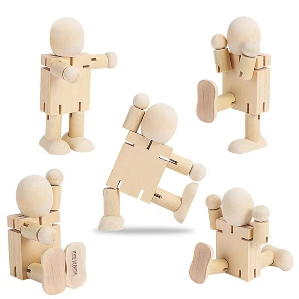 Mini Figurines Wooden Robot Articulated Animals Home Creative Crafts Dummy Decoration Dog Giraffe Snail Elephant Small Ornaments