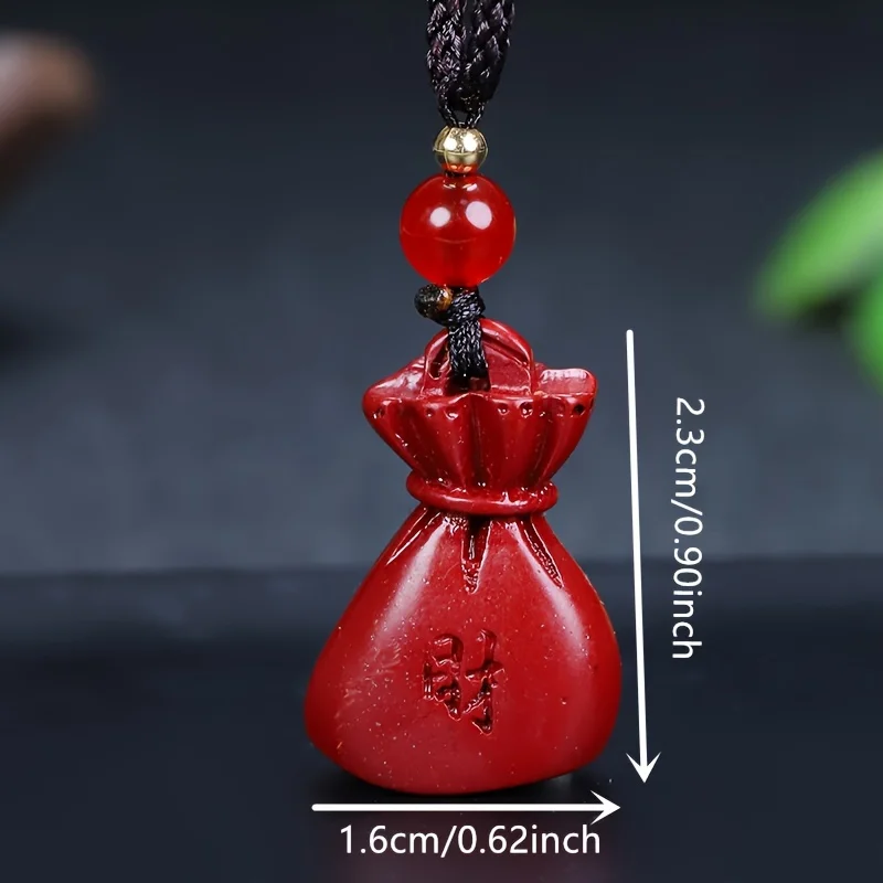 1pc Exquisite Natural Cinnabar Lucky Bag Necklace Pendant Fashion Jewelry Men Women Luck Holiday Gift