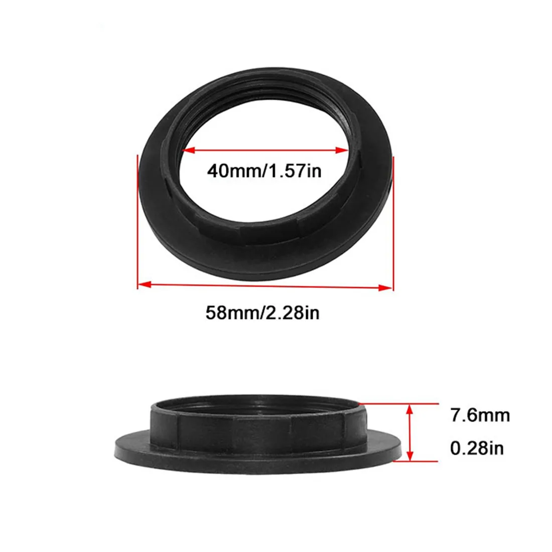 4/10/30/50pcs Pack Black White E26 E27 Light Socket Ring 40mm Lock Thread Shade Holder Lamp Shade Collar Rings for Glass Shade