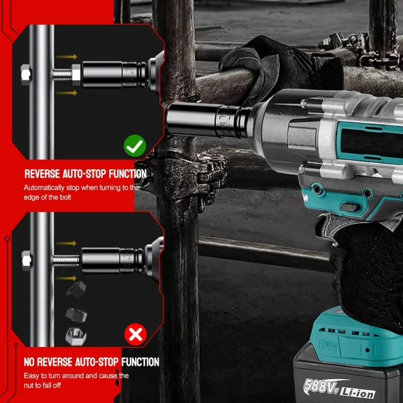 Imagem -04 - Brushless Electric Impact Wrench Super Power Chave de Fenda Chave sem Fio Ferramentas Elétricas para Makita 18v Bateria 3100 nm High Torque