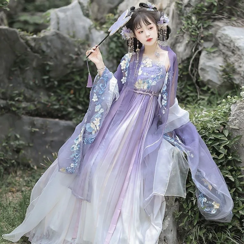 Hanfu-Falda Cheoko de corte completo para mujer, camisa de manga grande, Fairy Daily Han Element Ke Zi