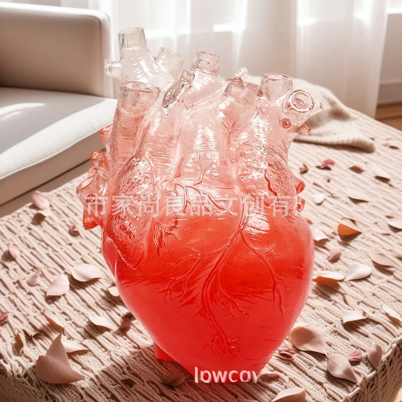 Clear Heart Vase Dried Flower Container Glass Decor For Living Room Table Centerpiece Romantic Gift For Couples Anniversary