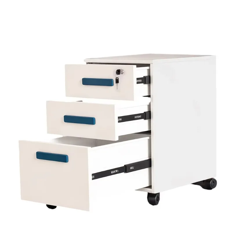 Adjustable Modern 3 Drawer Mobile File Cabinet Key Lock Eco-Friendly Multifunctional Metal Design Wheel Home Desk