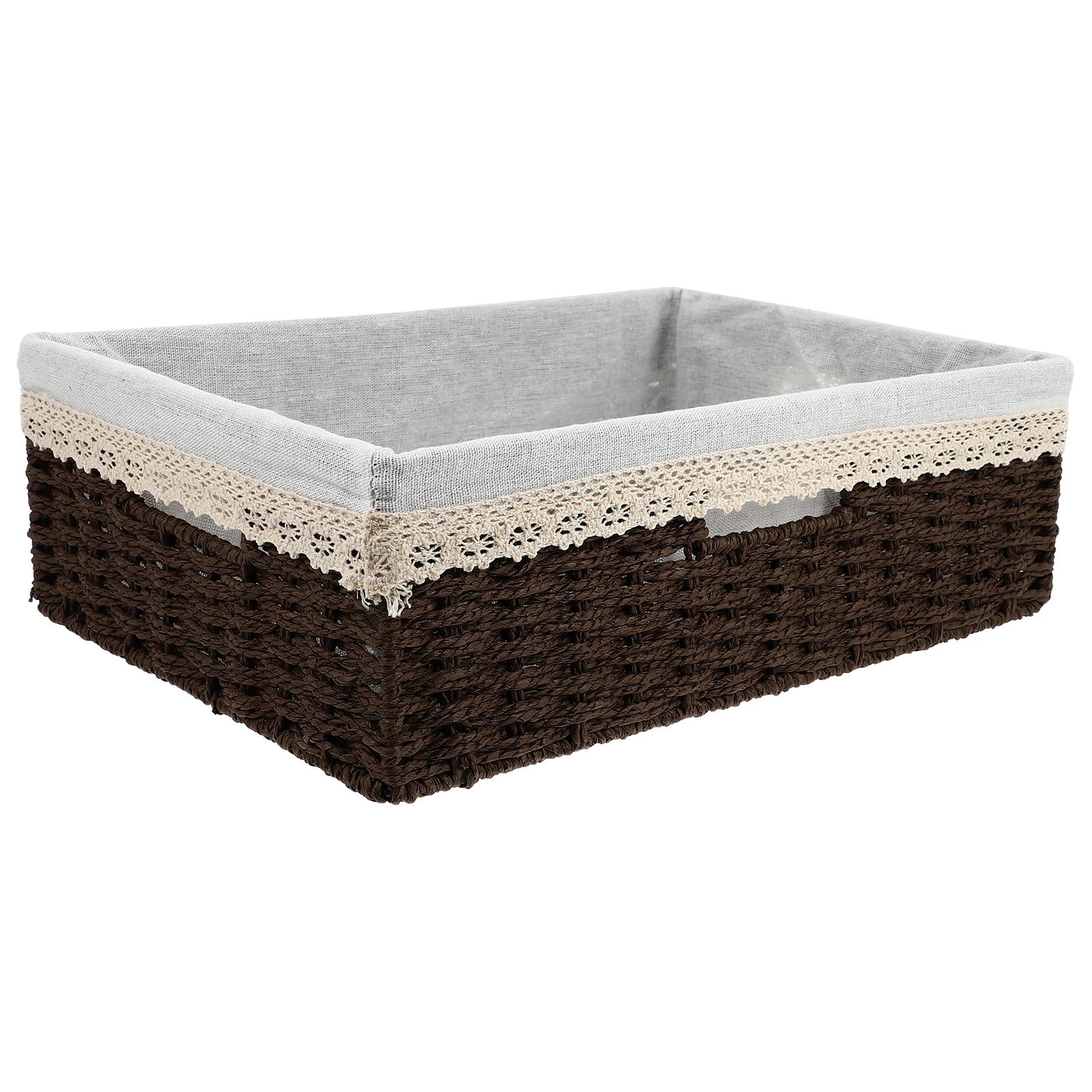 

1pc Woven Storage Baskets Small Desktop Sundries Basket Healthy Plant Fiber Material Practical Handle Lift Fine Weaving