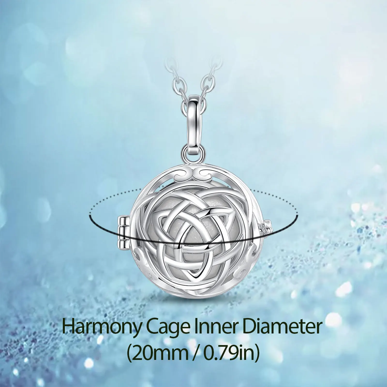Eudora 20mm Harmony Ball Celtic Knot Pendant Pregnancy Bola Angel Caller Baby Wishing Chime Ball Necklace Women Jewelry Gift