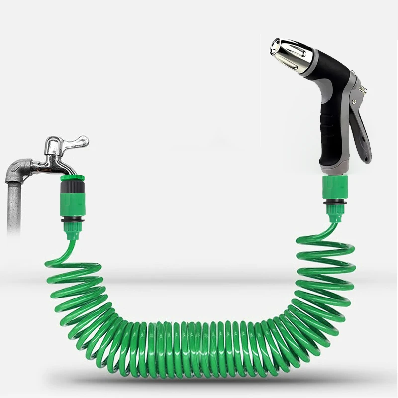 Garden Irrigation Hose Water Pipe Sprinkler Head Function Nozzle Hose, Car Cleaning Spring Pipe, Plastic Hose Cleaning Tool