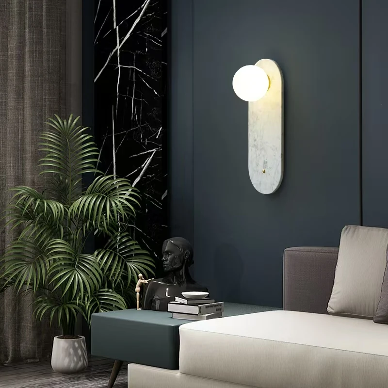 Italy Designer Creative Marble Sconce Wall Lamp Applicable To Bedside Lighting Home Decor Bedroom Decoration Corridor