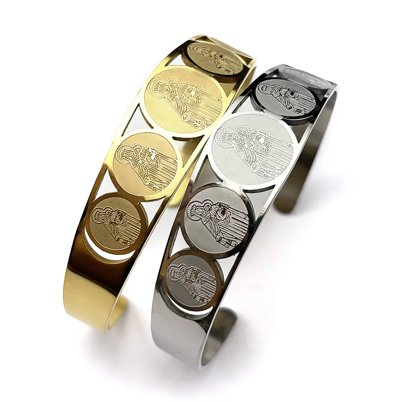 

Catholic Virgin Mary Bracelet Women Men Stainless Steel Gold Color Adjustable Our Lady Mother Mary Guadalupe Hand Chain Jewelry