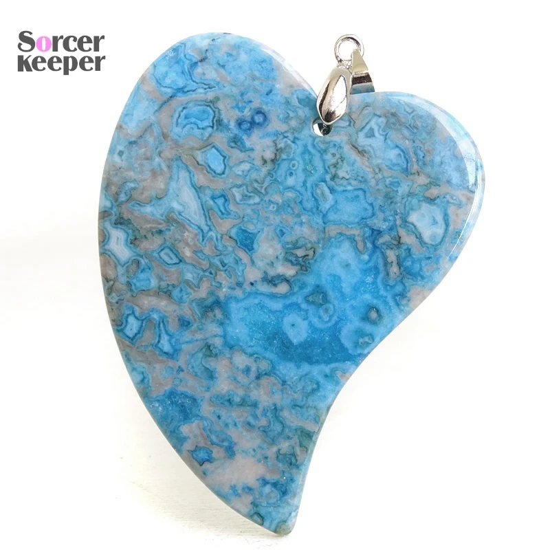 Natural Heart Agate Pendants Crazy Lace Necklaces Polished Palm Healing Crystal Stone Decor Holiday Gif Wiccan Sacrifice BQ448