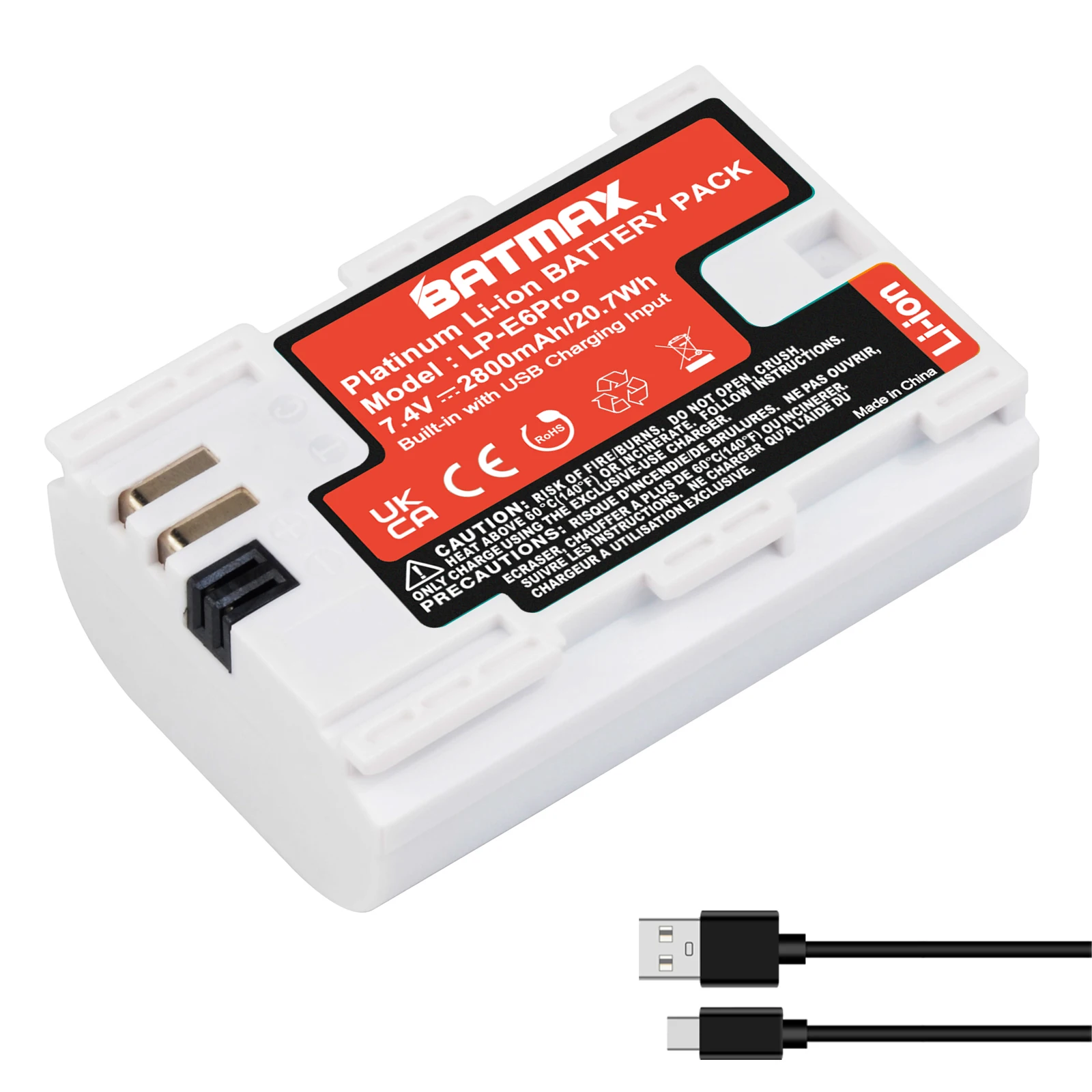 Аккумулятор Batmax LP-E6N LP-E6 с портом зарядки Type-C для Canon EOS 5D Mark II III 5DS 5DS R 60D 70D 80D 90D7D mark II III R7 R6