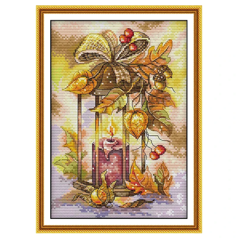 Four Season Lantern Pattern Counted Cross Stitch Set DIY Wholesale 11CT 14CT Stamped DMC Cross-stitch Kit Embroidery Needlework