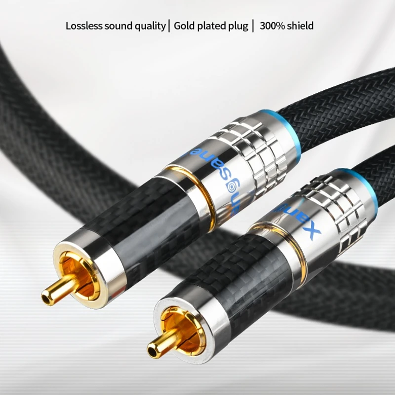 HiFi Subwoofer RCA Digital Coaxial Cable 75Ohm Silver Plated Single Crystal Copper Audio Line for Decoder Amplifier SPDIF TV HD