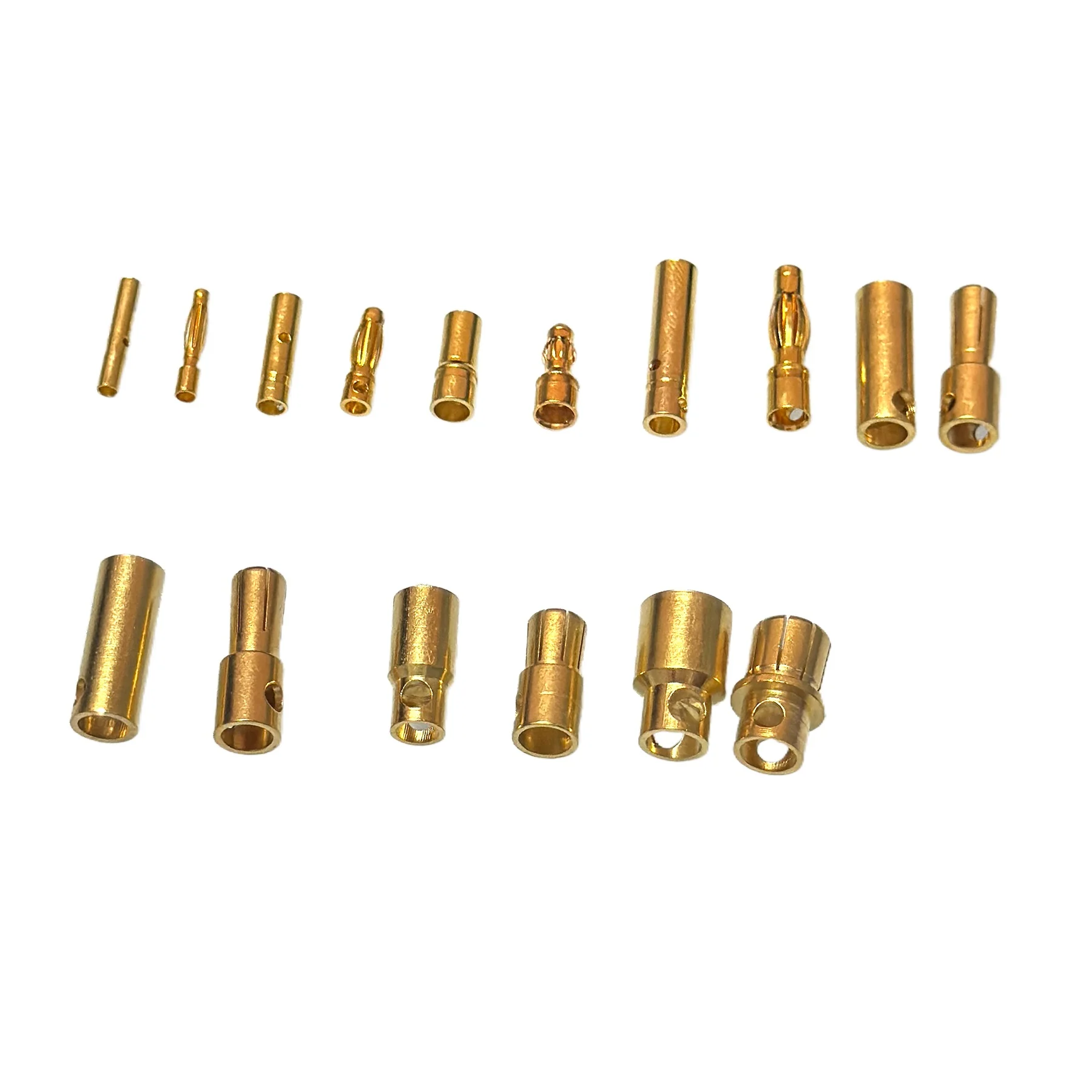 20 par/lote 2,0mm 3,0mm 3,5mm 4,0mm 5,0mm 5,5mm 6,0mm 8,0mm conector Banana tipo bala dorada para Motor de batería ESC