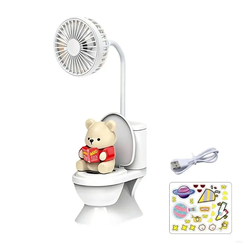

Portable USB Rechargeable Desk Fan With Adjustable Head Lovely Toilet Cooling Fan for Study Bedroom Office