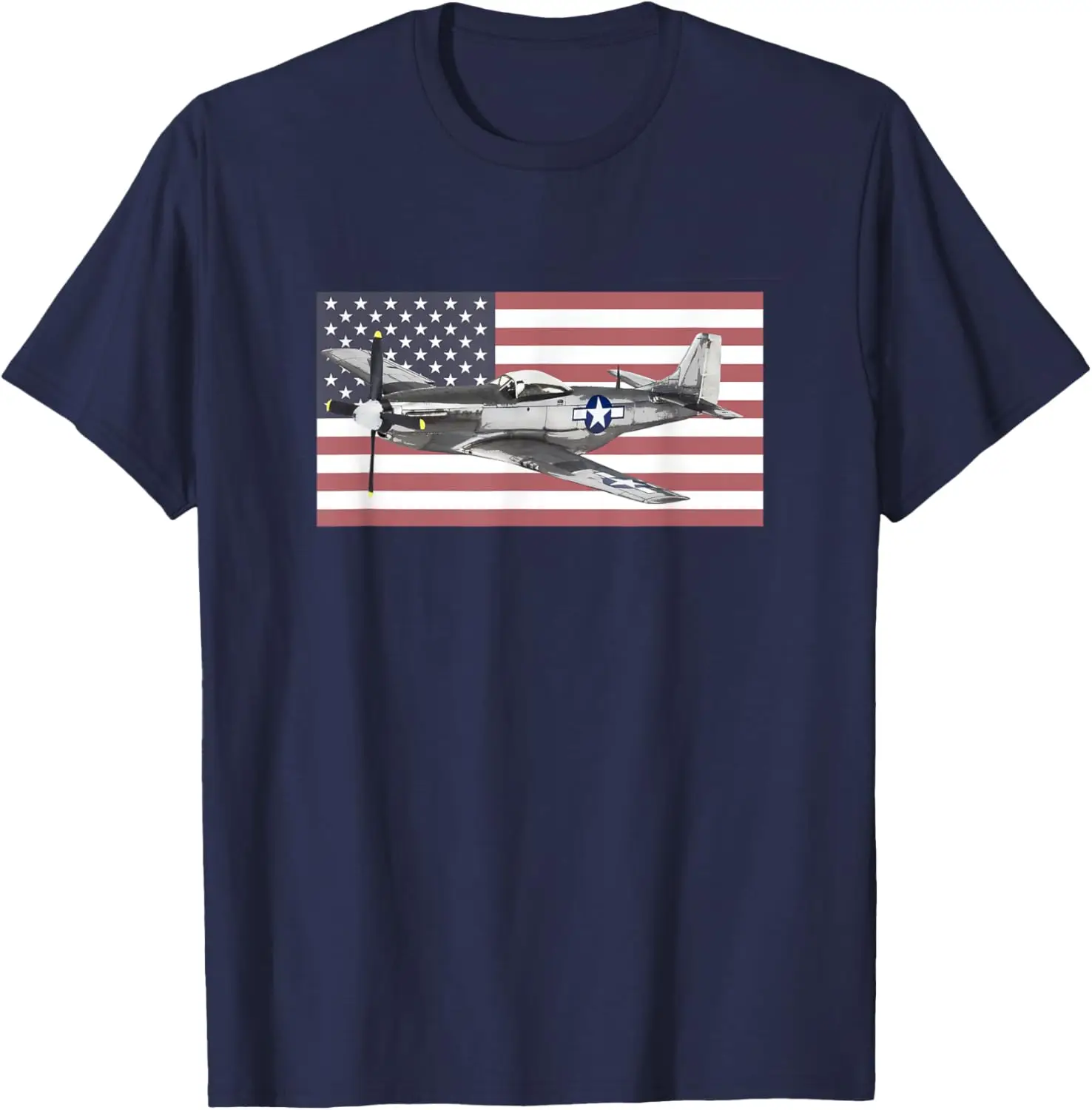 American Flag P-51 Mustang Fighter T-Shirt 100% Cotton O-Neck Short Sleeve Summer Casual Mens T-shirt Streetwear