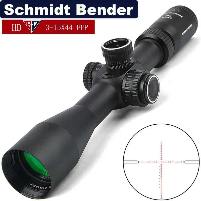 

Schmidt Bender HD 3-15X44 FFP Compact Hunting Scope Tactical Rifle Scopes Glass Etched Reticle Wide Field of View Optical Sights