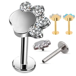 G23 Titanyum Blaze Şekli Zirkon Şekli Üst Labret Dudak Damızlık PIERC Kulak Kıkırdak Tragus Helix Piercing kulak çıtçıt Takı Toptan